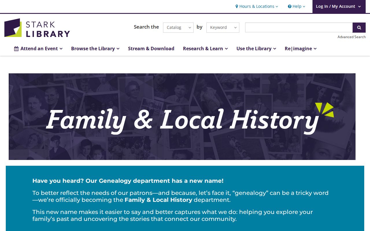 Perry Township residents directory Stark Library family history access