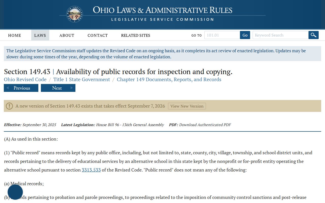 Perry Township neighbors Ohio Public Records Act reference