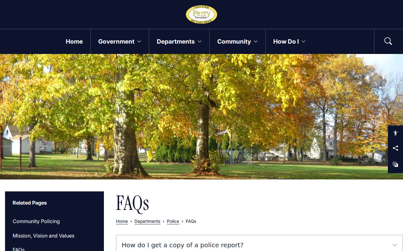 Perry Township neighbors police records FAQ