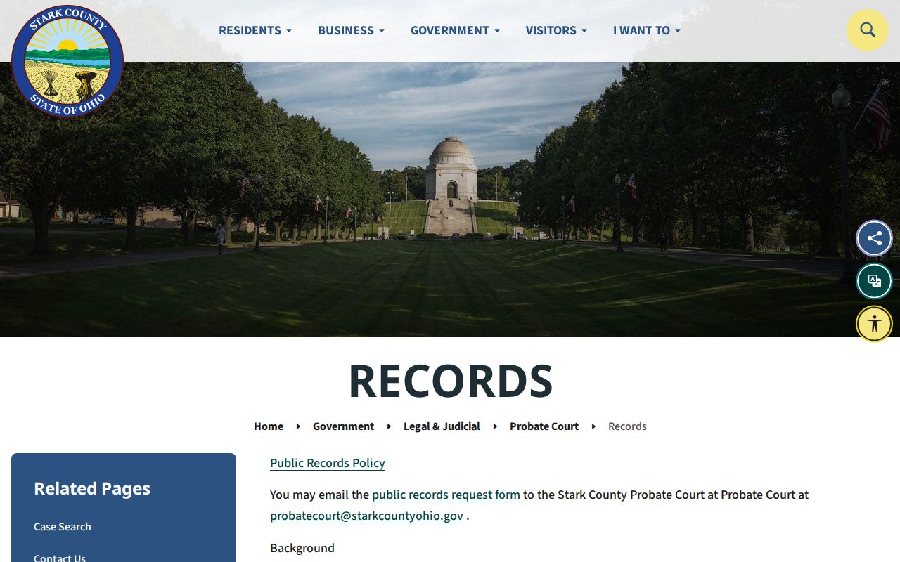 Perry Township previous residents research through Stark Probate historic records