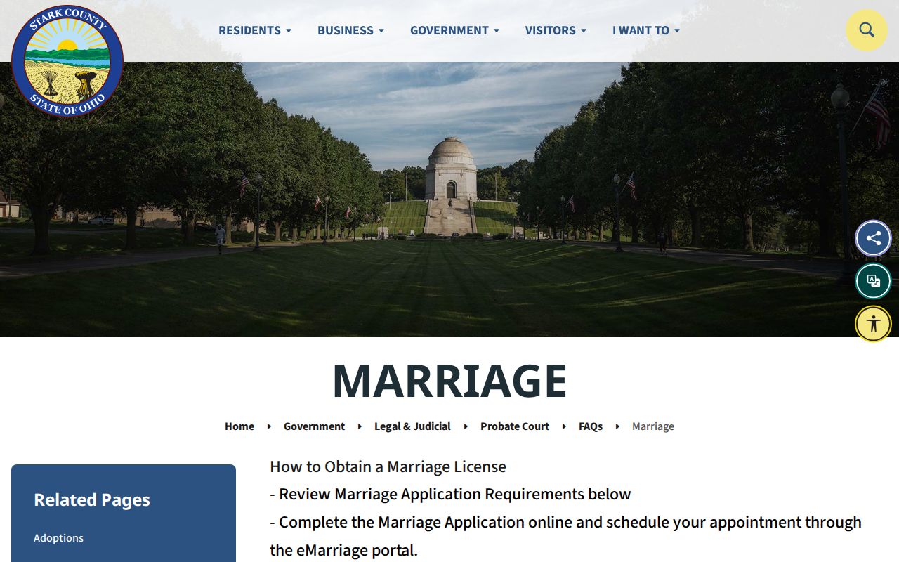 Perry Township previous residents research through Stark Probate marriage records