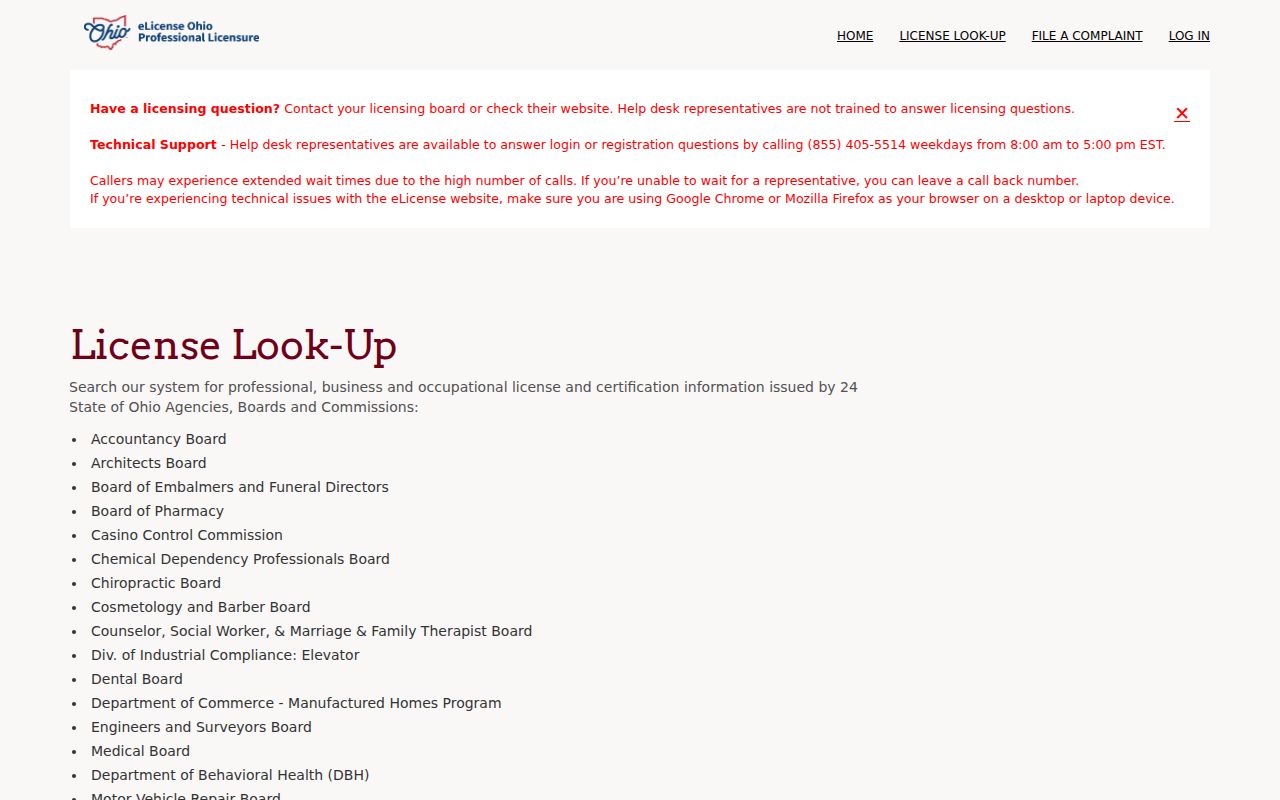 Perry Township resident lookup using Ohio professional license verification