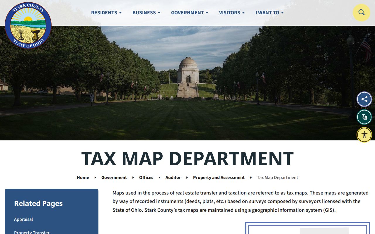 Perry Township street directory Stark County Tax Map Department page